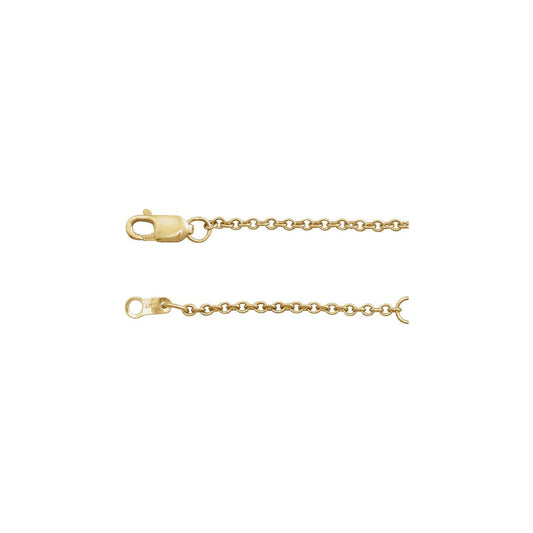 14k Yellow Gold 1.5 mm Cable 16-18" Chain Necklace Fine Gift for Women