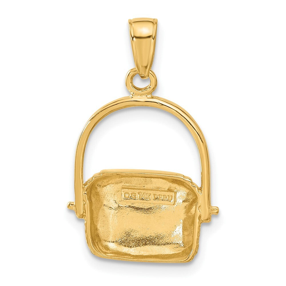 14k Yellow Gold Large Nantucket Basket Pendant for Women