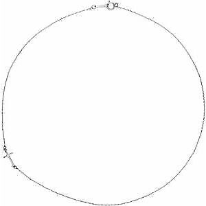 14k White Gold Off-Center Sideways Cross 16" Necklace for Women