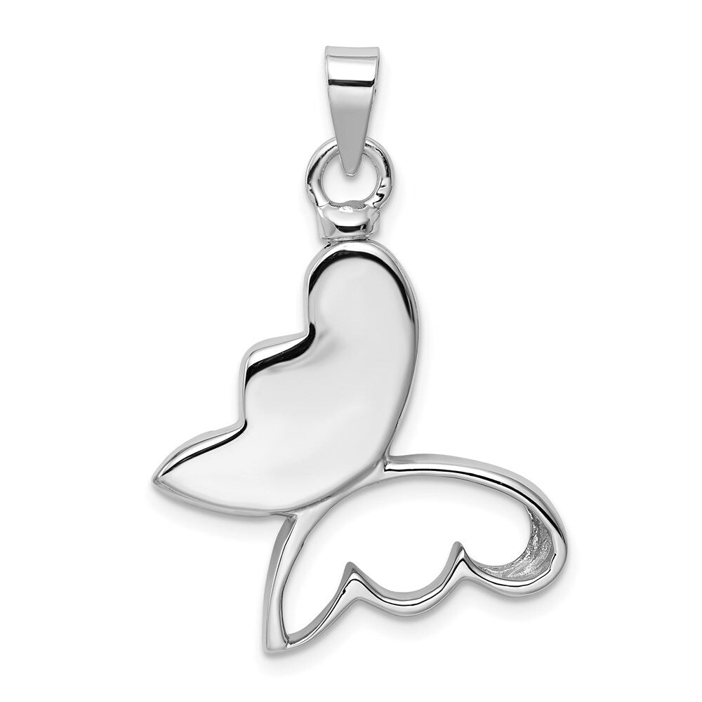 Sterling Silver Rhodium-plated Butterfly Cubic Zirconia Ash Holder Pendant