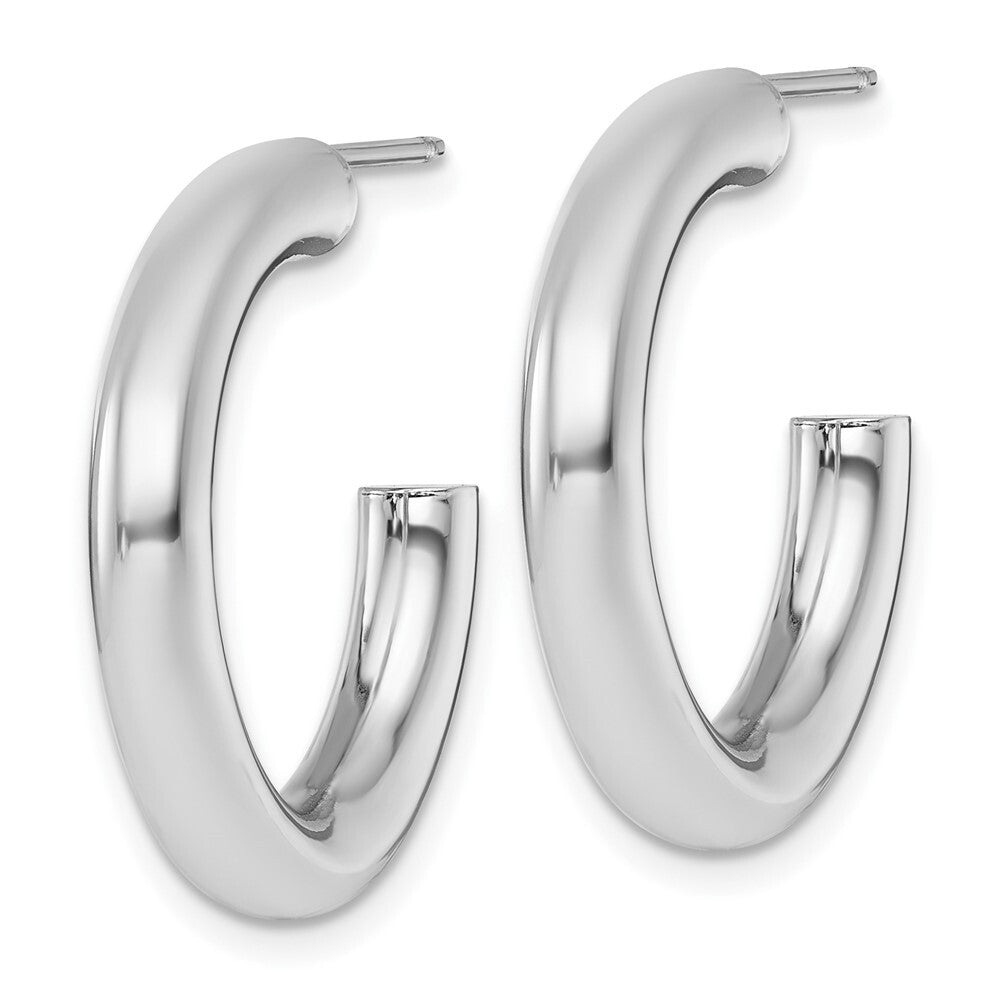 14k White Gold Polished 4.0 x 25mm Tube C-Hoop Earrings Gift for Women