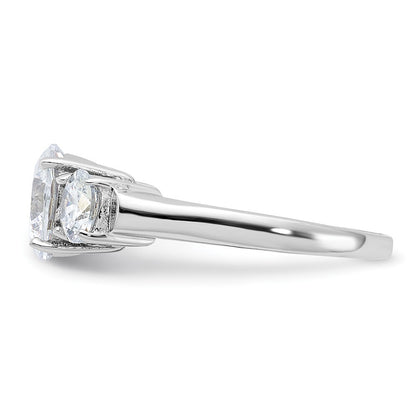 Sterling Silver Rhodium-plated Three Stone Cubic Zirconia Ring Size 8