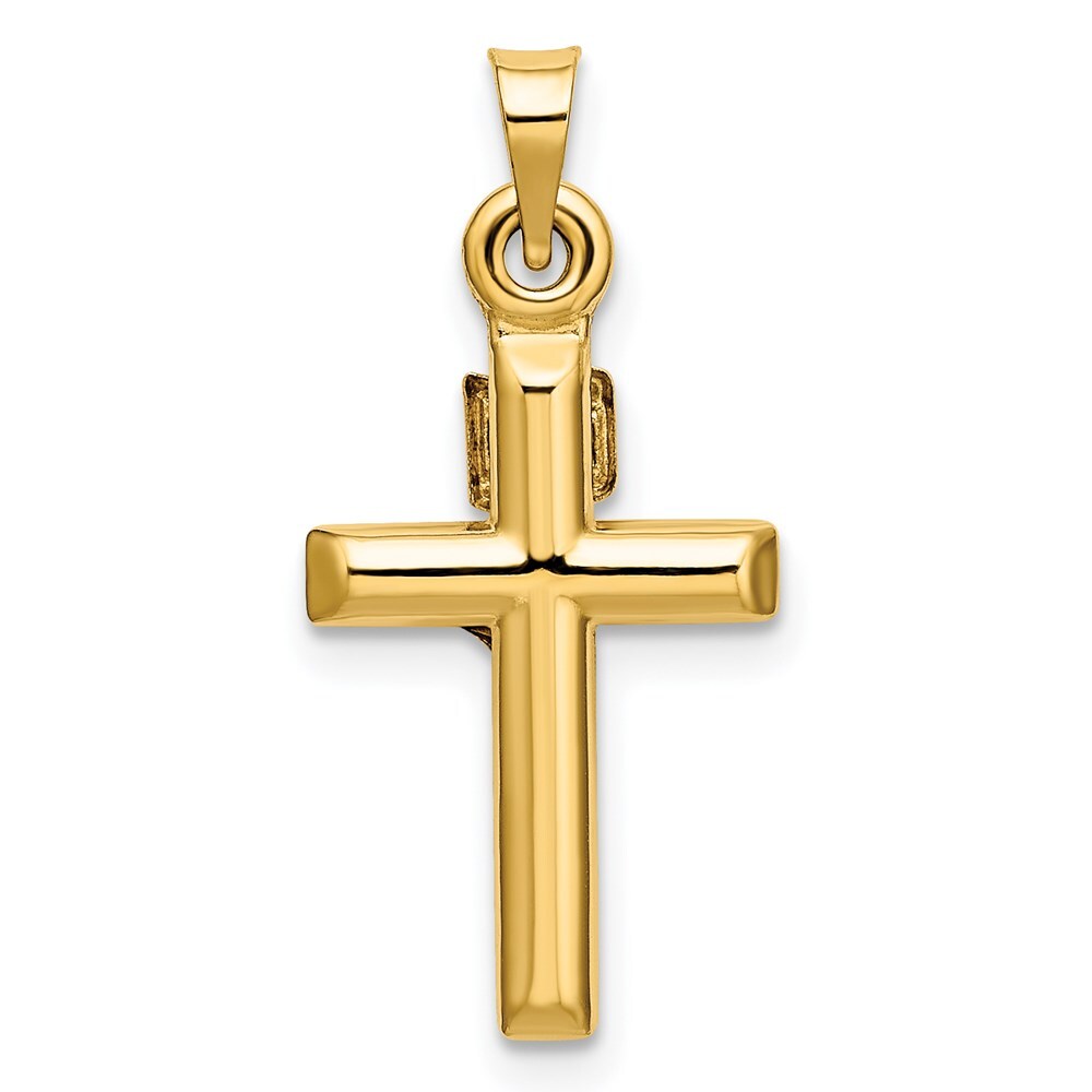 14k Yellow Gold Hollow Crucifix Pendant for Women