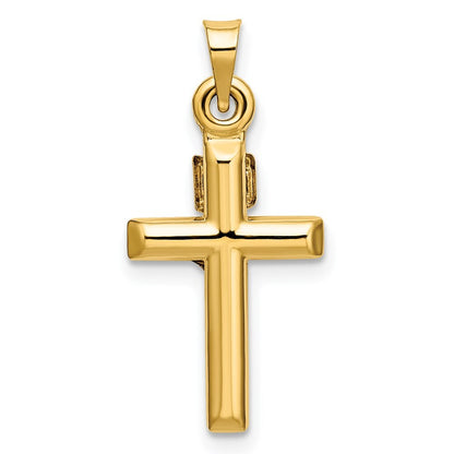 14k Yellow Gold Hollow Crucifix Pendant for Women