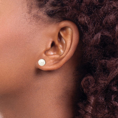 14k White Gold 6-7mm White Round Freshwater Cultured Pearl Stud Earrings