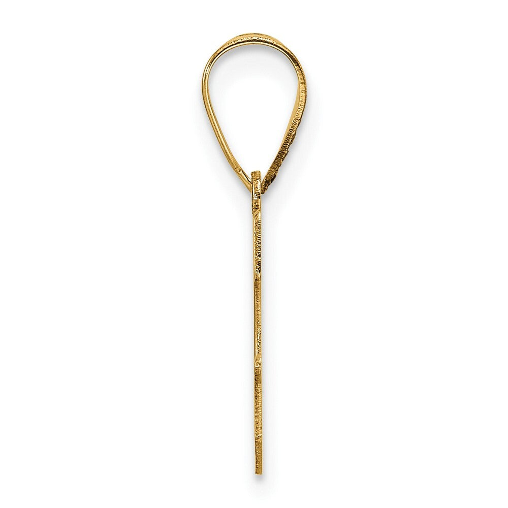 14k Yellow Gold Polished Etched Letter G Initial Pendant for Women