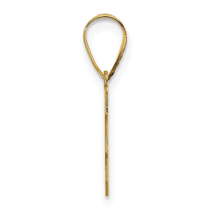 14k Yellow Gold Polished Etched Letter G Initial Pendant for Women