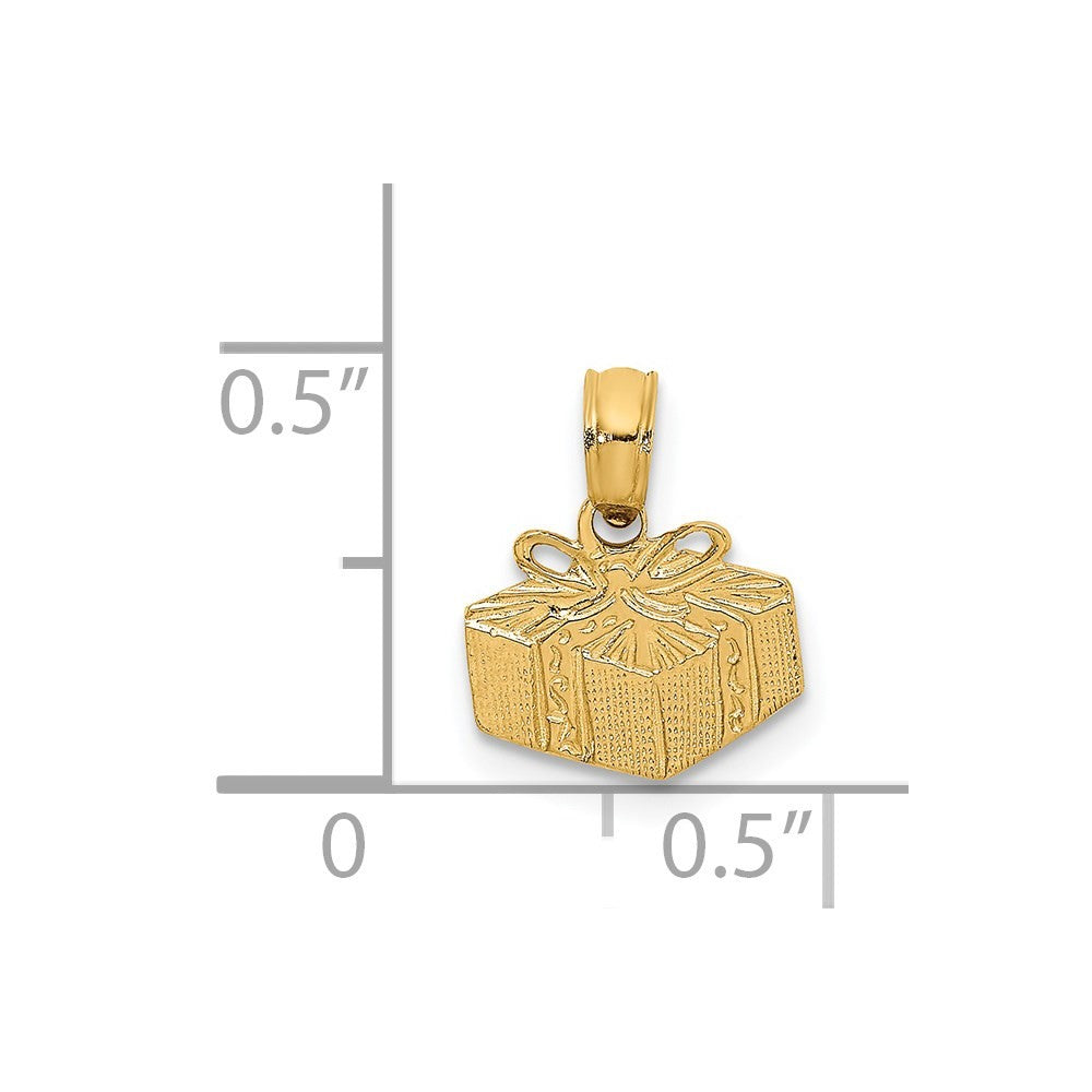 14k Yellow Gold Wrapped Gift Box Charm
