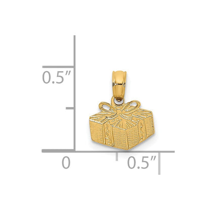 14k Yellow Gold Wrapped Gift Box Charm