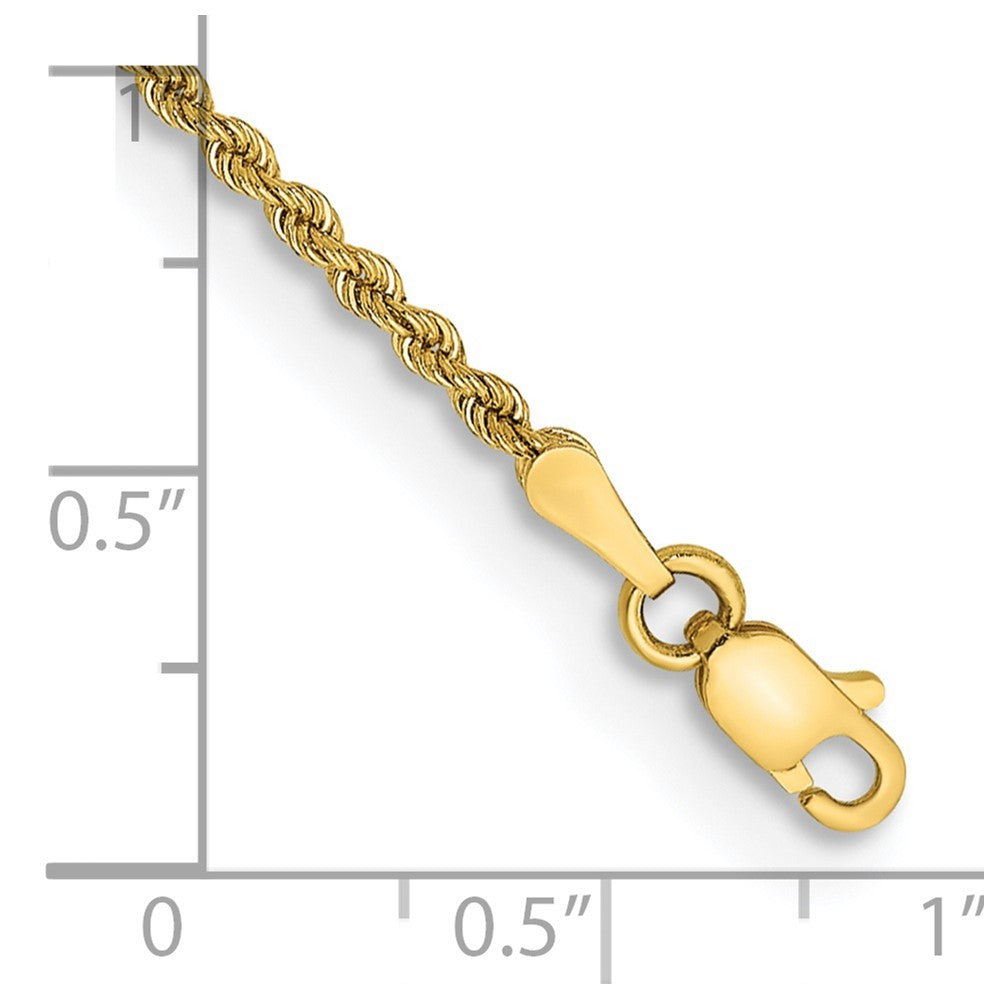 14k Yellow Gold 10 inch 2mm Regular Rope with Lobster Clasp Anklet