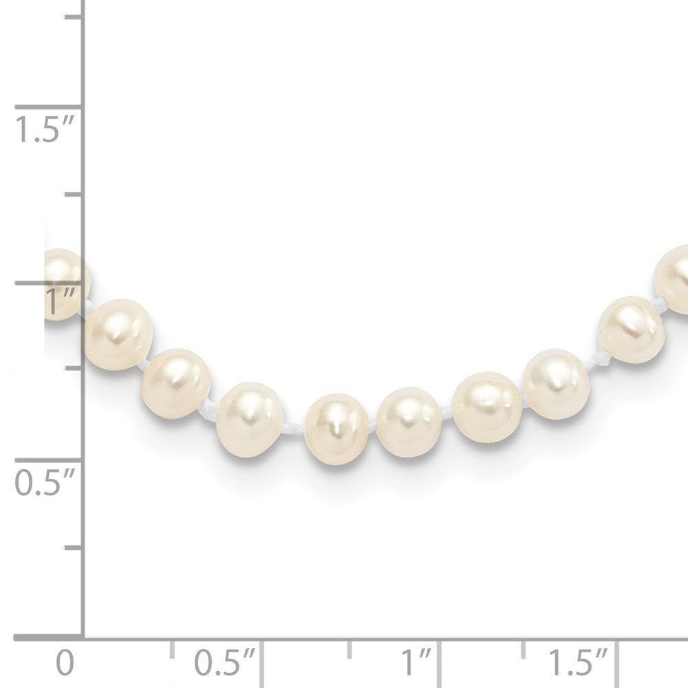 Sterling Silver 4-5mm White Near-Round Freshwater Cultured Pearl 16" Necklace