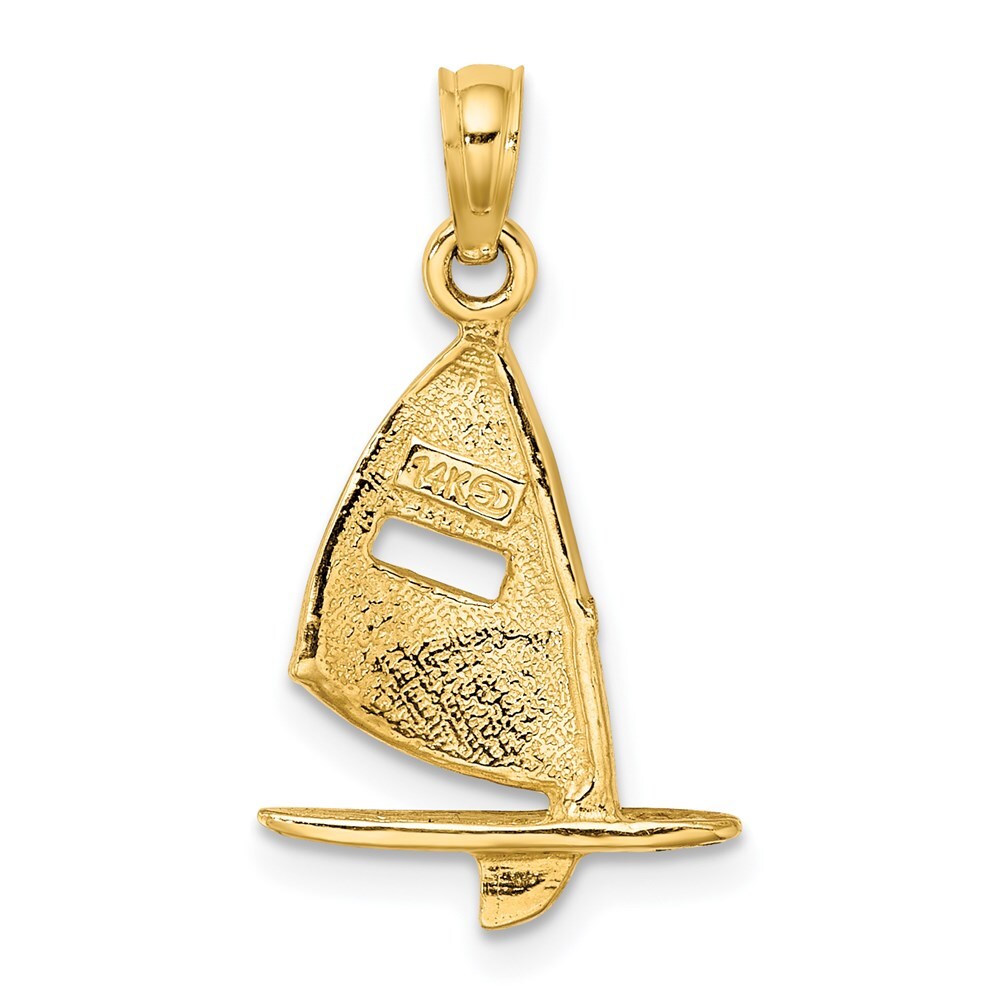 14k Yellow Gold Aqua Enameled Windsail Surf Board Charm Pendant for Women