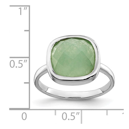 Sterling Silver Rhodium Plated Green Cubic Zirconia Ring Size 6