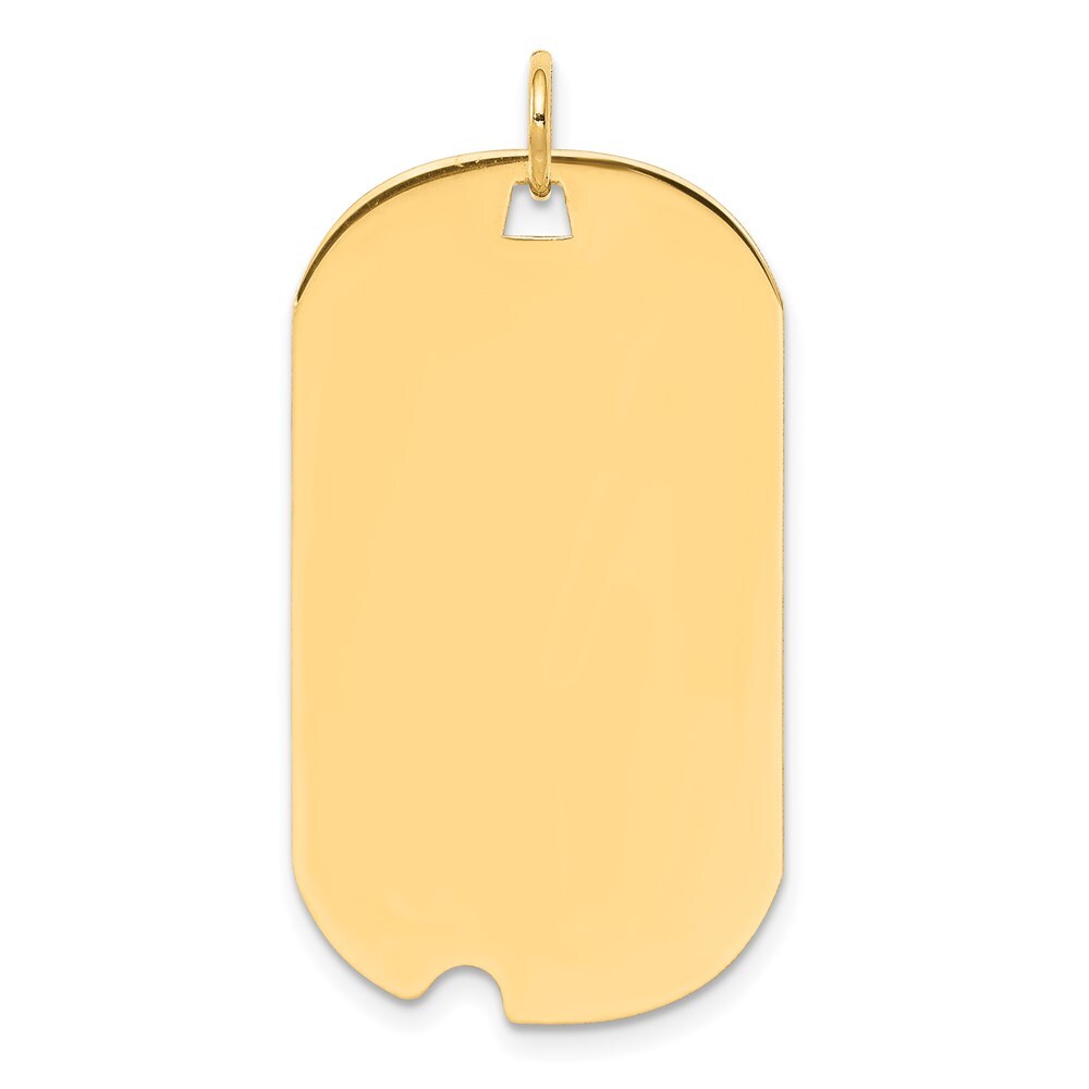 14k Yellow Gold Plain .013 Gauge Engravable Dog Tag Notch Disc Charm Pendant