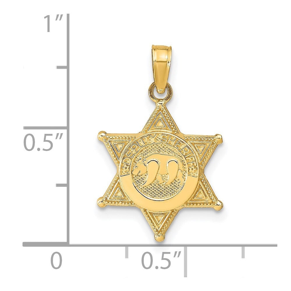 14k Yellow Gold DEPUTY SHERIFF Badge with Bear Pendant for Women