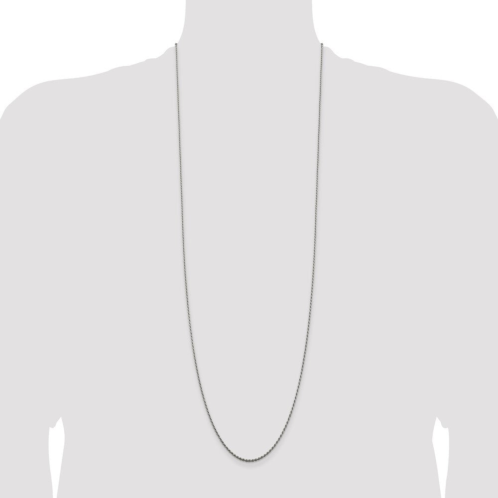 Sterling Silver Rhodium-plated 1.5mm Diamond-cut Rope Chain