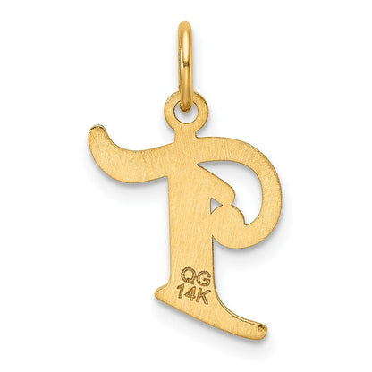 14k Yellow Gold Diamond-cut Letter T Initial Charm Pendant for Women