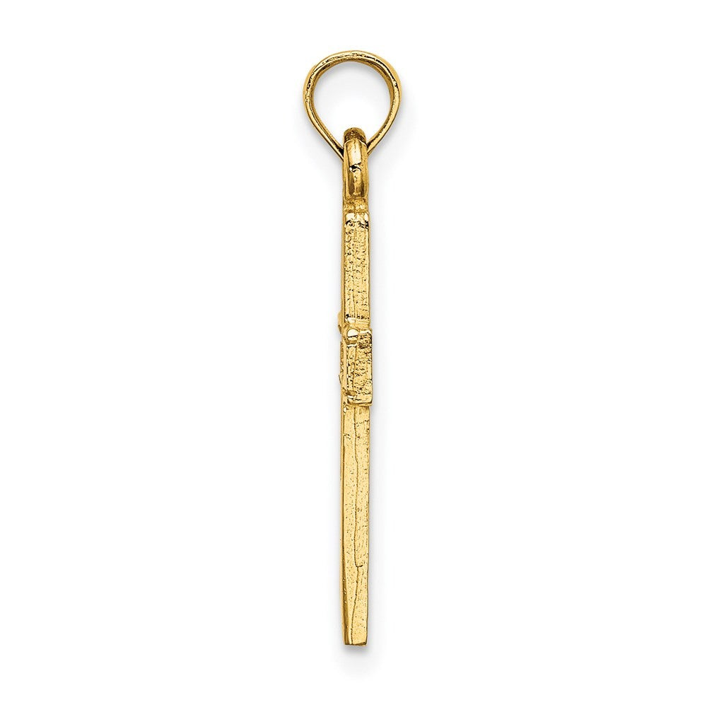 14k Yellow Gold Polished and Cut-Out Cross Charm