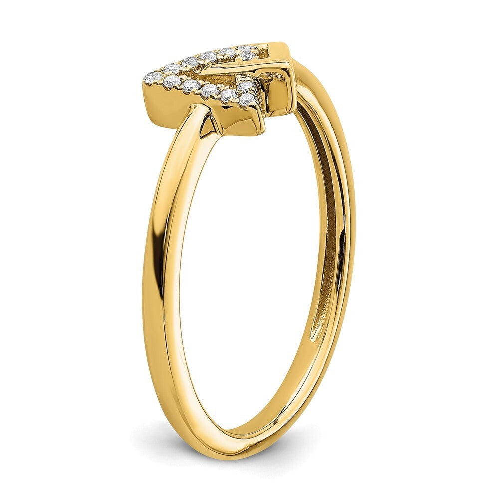 14K Yellow Gold Polished Double Triangle Diamond Ring Size 7