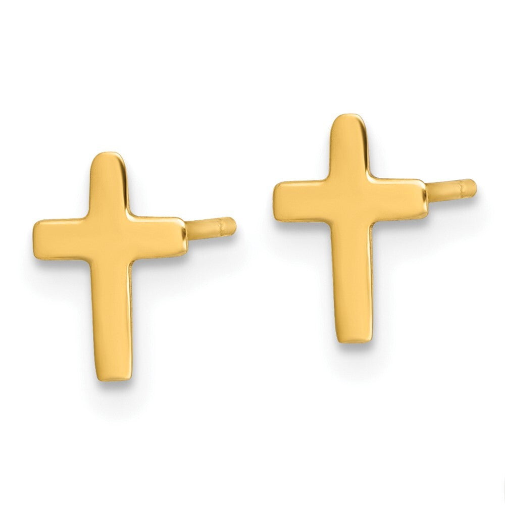 14k Yellow Gold Polished Latin Cross Stud Earrings Gift for Women