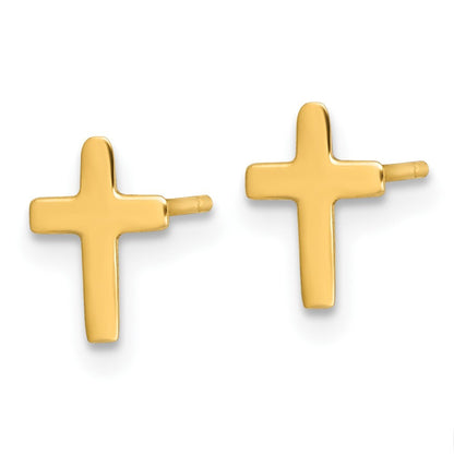 14k Yellow Gold Polished Latin Cross Stud Earrings Gift for Women