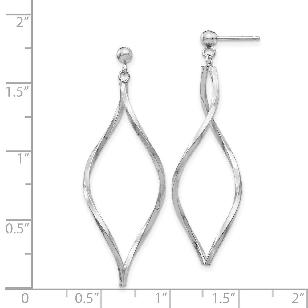 14k White Gold Twisted Dangle Earrings