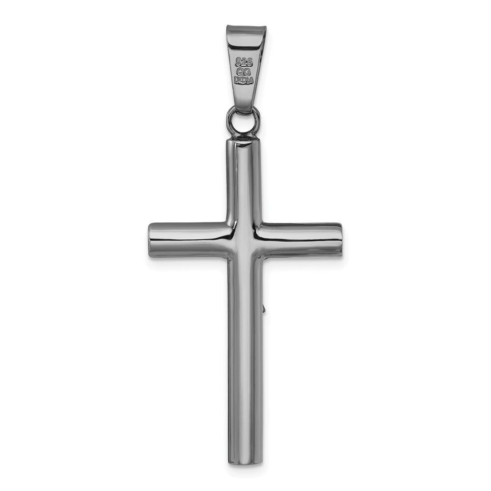 Sterling Silver Ruthenium Finish Polished Crucifix Pendant