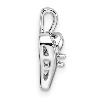 14k White Gold Heart Pendant Mounting for Women