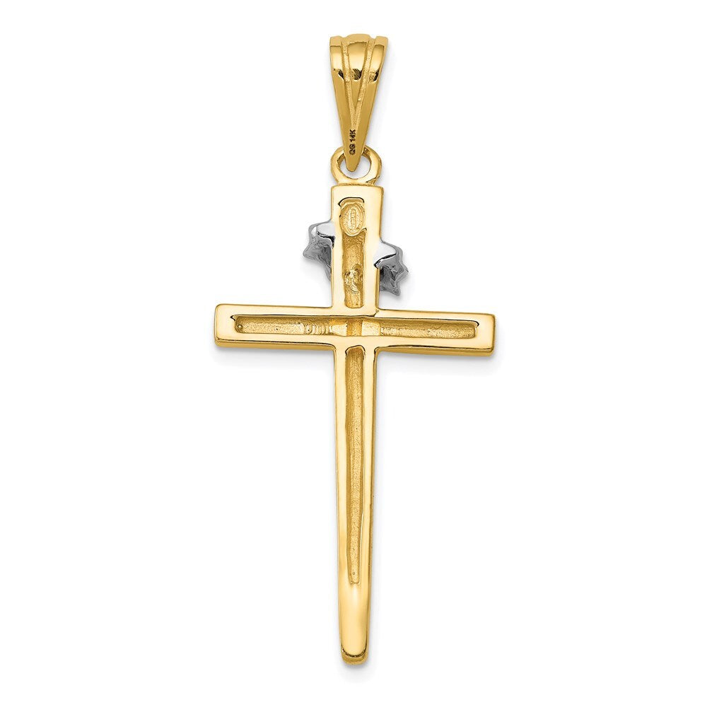14k Two-tone Gold Cross Crown of Thorns Pendant for Women