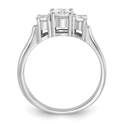 Sterling Silver Rhodium-plated Three Cubic Zirconia Ring Size 7