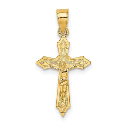 14k Yellow Gold  Arrow Pointed Ends Crucifix Charm Pendant for Women