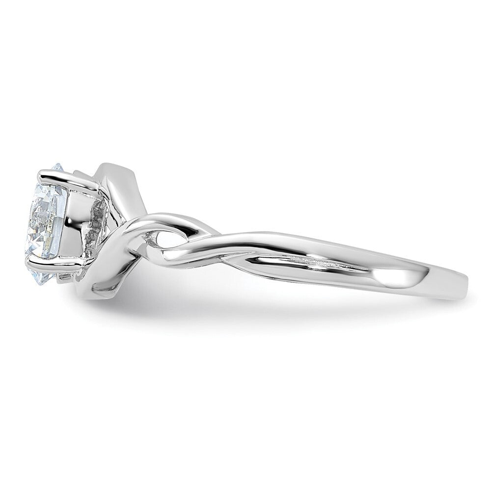 Sterling Silver Rhodium-plated 6.5mm Cubic Zirconia Twisted Ring Size 8