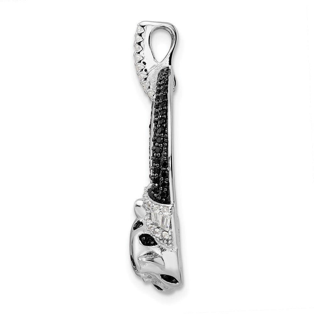Sterling Silver Polished Cubic Zirconia Double Cheetah Head Pendant