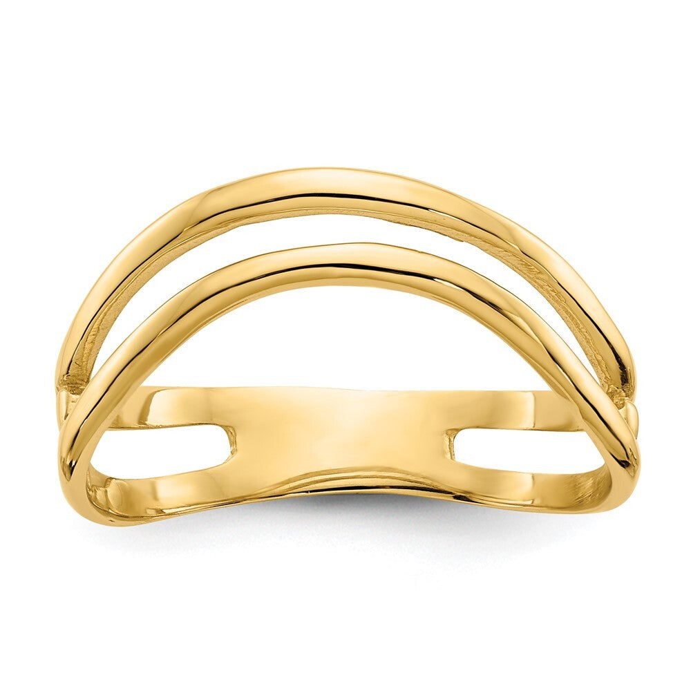 14K Yellow Gold Gold Polished Double Wave Fashion Thumb Ring