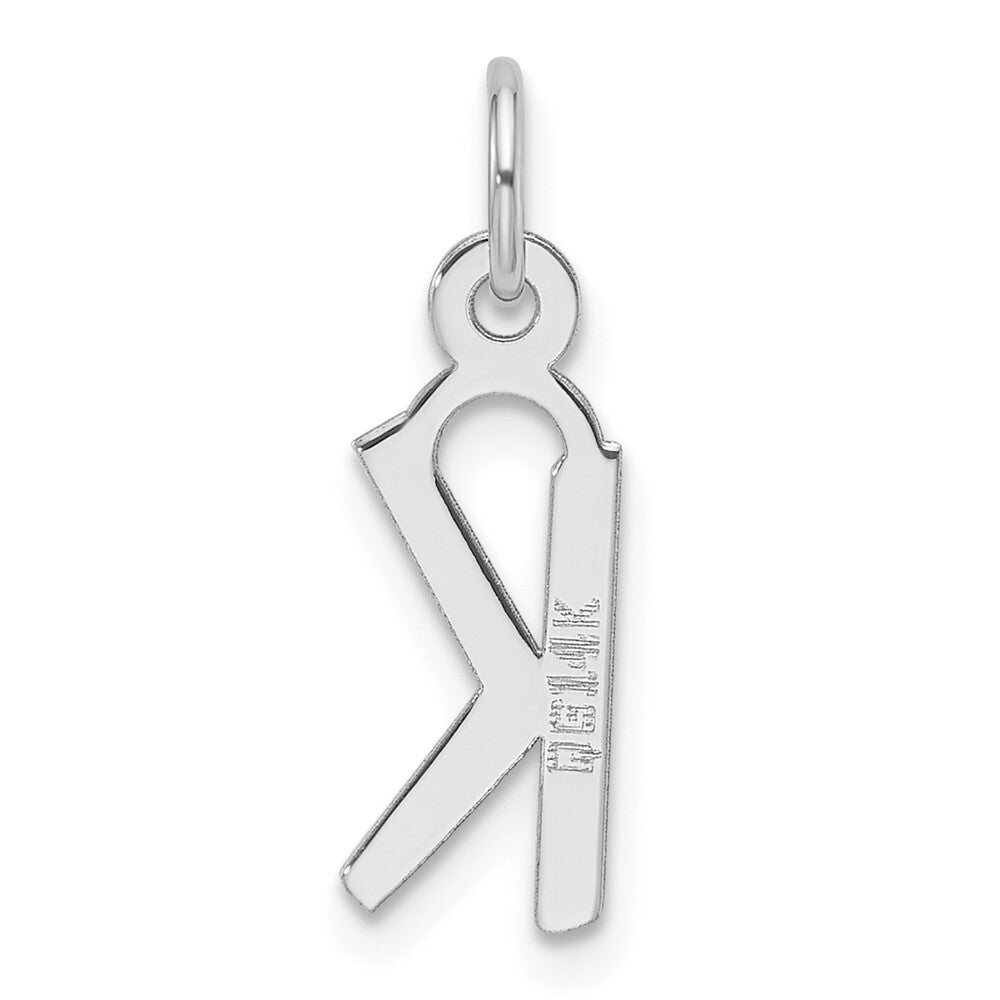 14k White Gold Slanted Block Letter K Initial Charm Pendant for Women