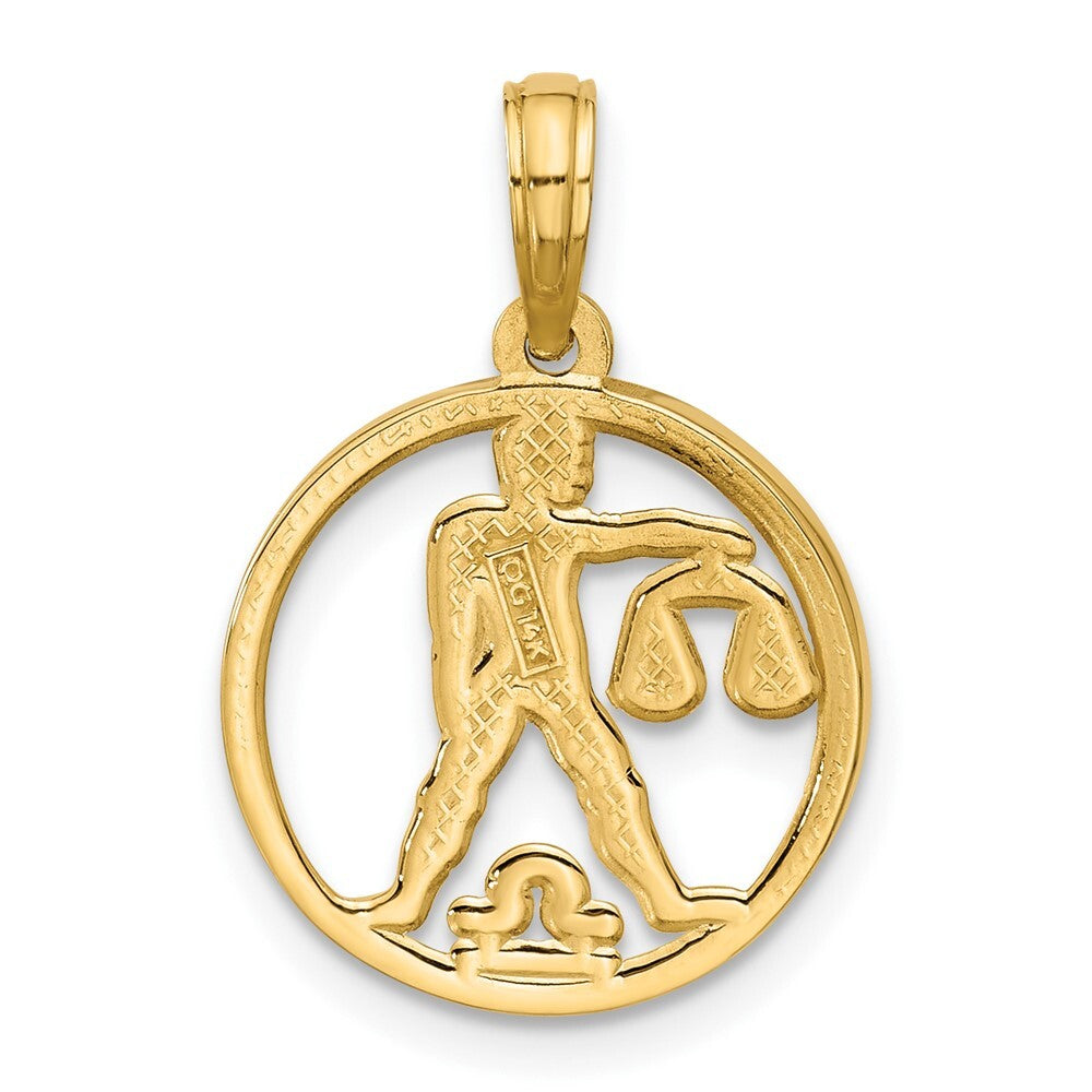 14k Yellow Gold Polished Round Libra Pendant for Women