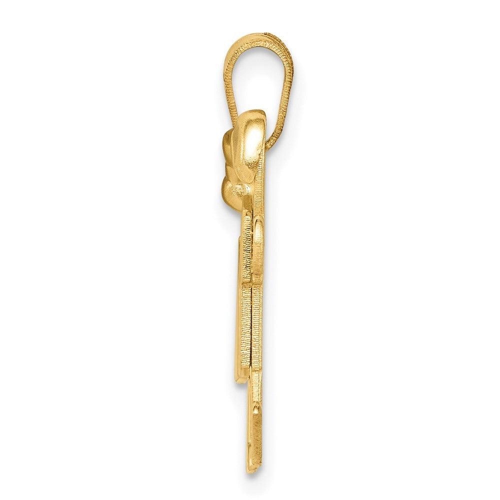 14k Yellow Gold Solid Engravable Small Girl on Left and Boy on Right Charm
