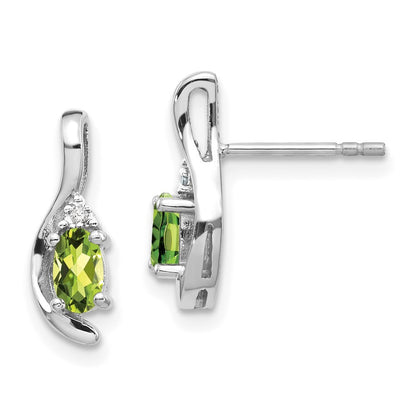 14k White Gold Peridot and Diamond Earrings