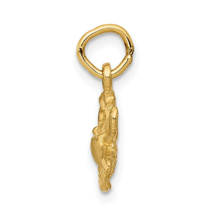 14k Yellow Gold Satin Diamond-cut Cancer Zodiac Charm