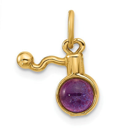 14k Yellow Gold Fancy Amethyst Cabochon Perfume Charm Pendant for Women