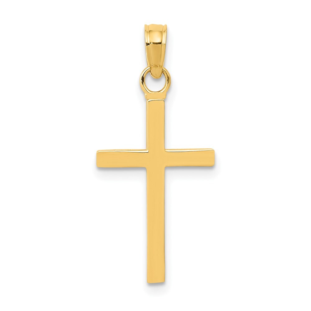 14k Yellow Gold Polished Cross Pendant for Women