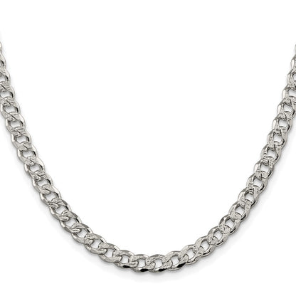 Sterling Silver Rhodium-plated 5.5mm Pav� Curb Chain