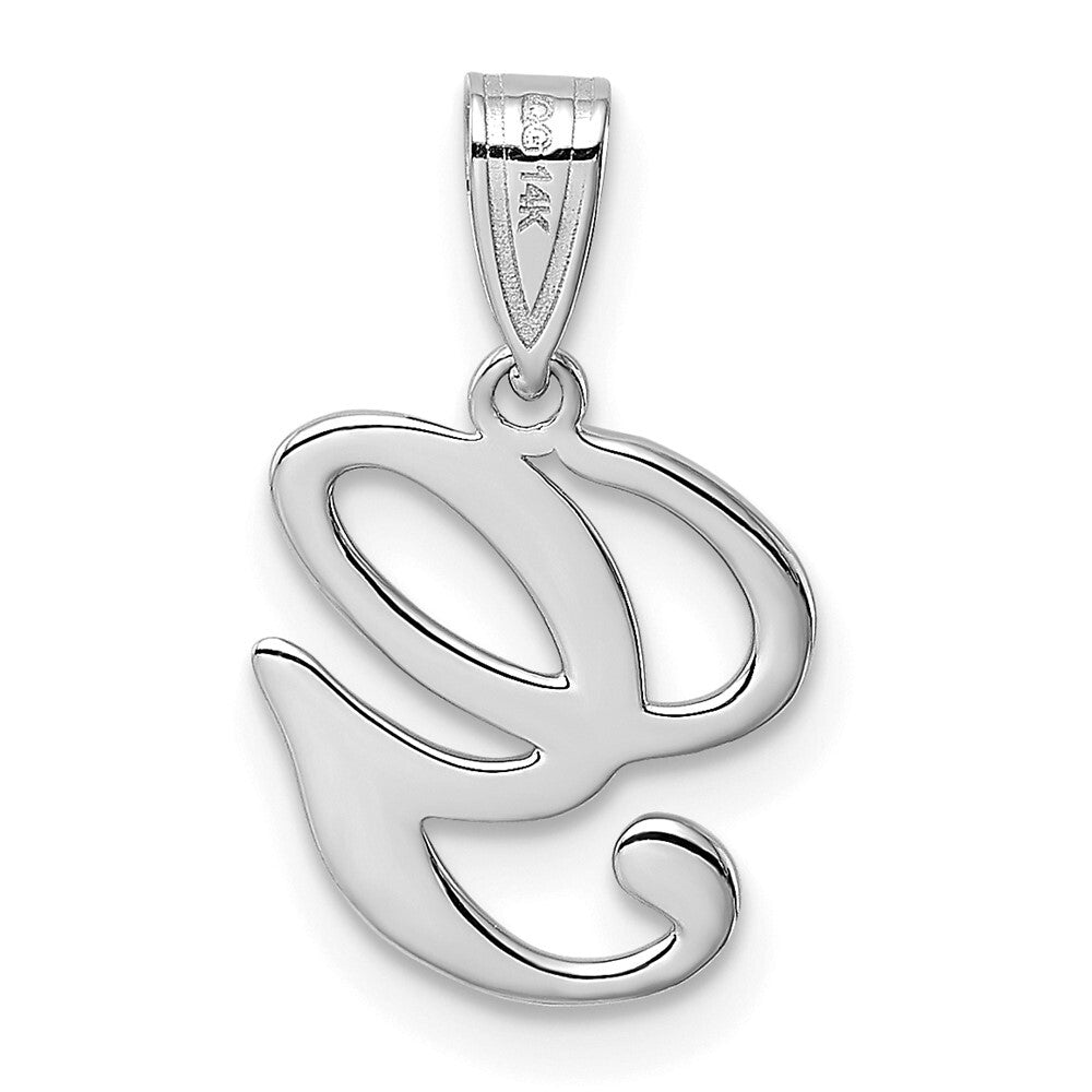 14k White Gold Script Letter G Initial Pendant for Women