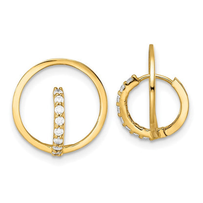 14k Yellow Gold Yellow Polished CZ Circle Huggie Hoop Earrings