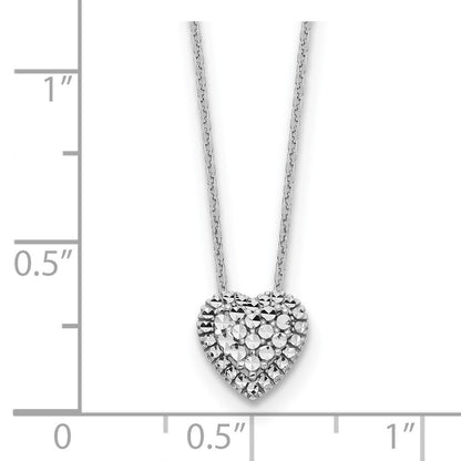 14k White Gold Diamond-cut Heart Slide Necklace