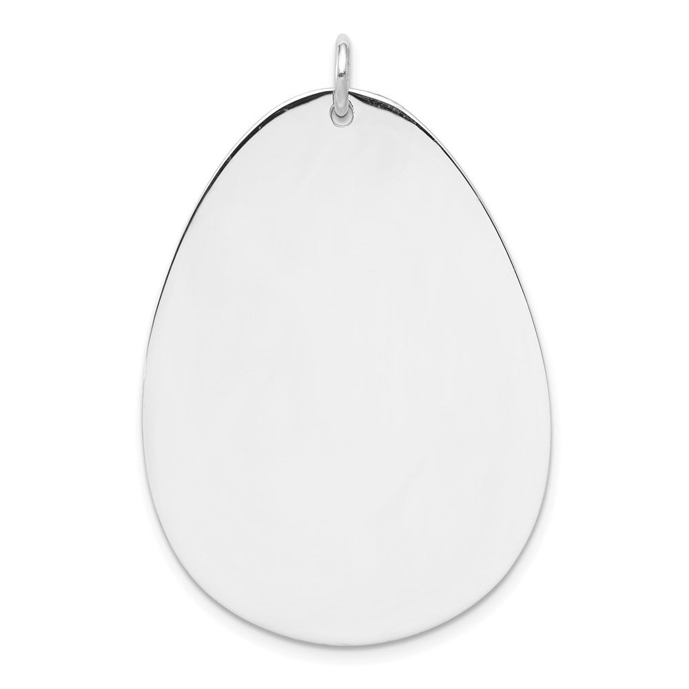Sterling Silver Rh-plt Engraveable Polished Front Satin Back Disc Charm