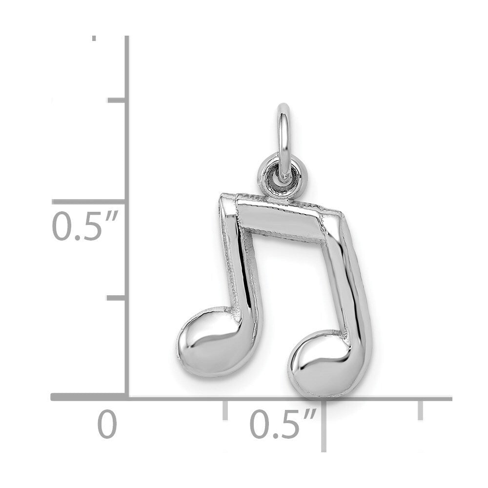 14k White Gold Polished Musical Notes Charm Pendant for Women