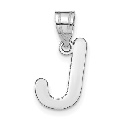 14k White Gold Polished Bubble Letter J Initial Pendant for Women
