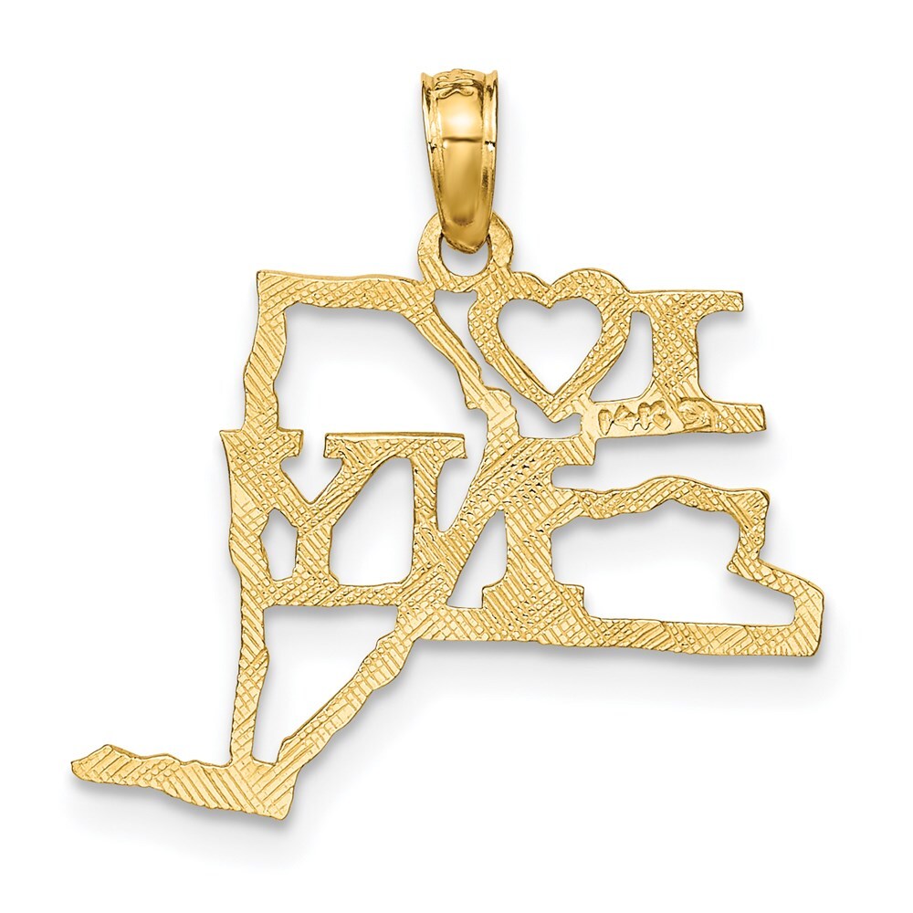 14k Yellow Gold Solid New York State Pendant for Women