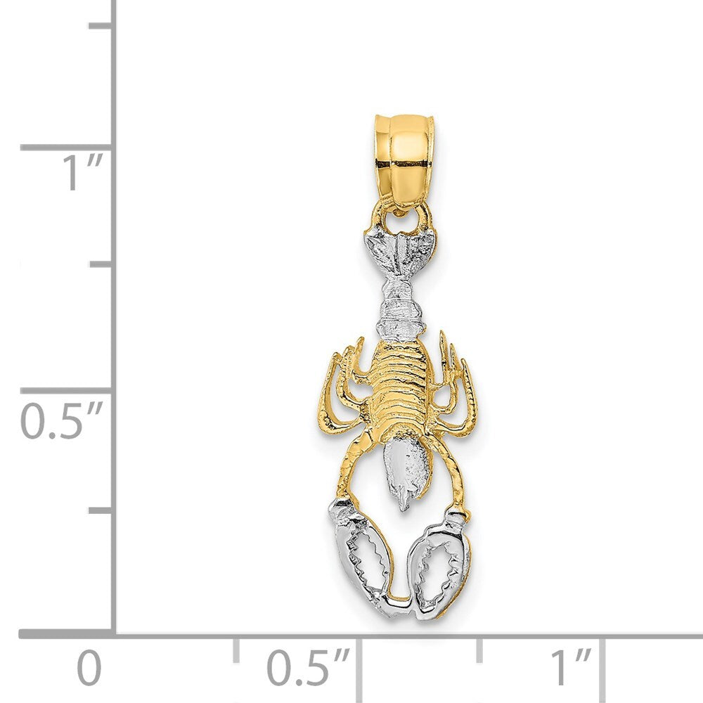 14k Yellow Gold with White Rhodium Lobster Charm Pendant for Women
